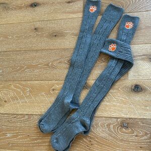 2 pairs cable knit Clemson thigh high socks